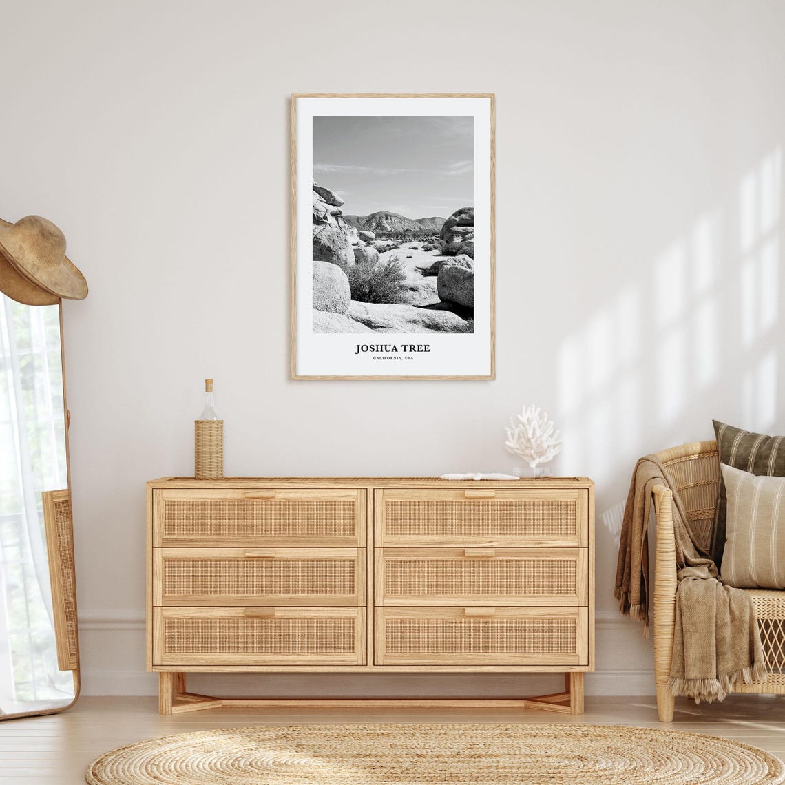 Joshua Tree California Black and White Desert Boulder Field Poster - Image 3