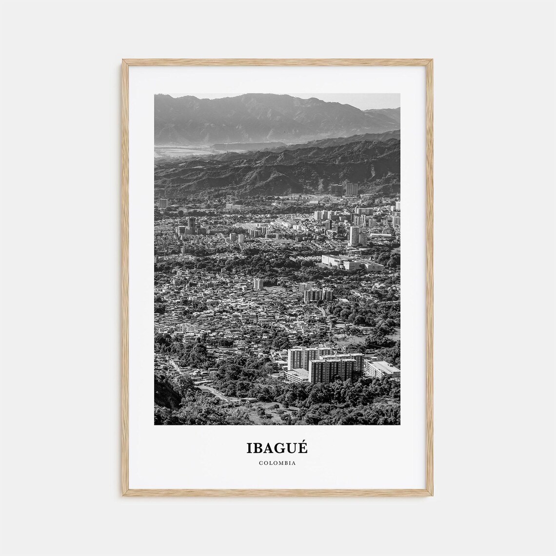 Ibagué Colombia Andes Valley City Black and White Photo Print