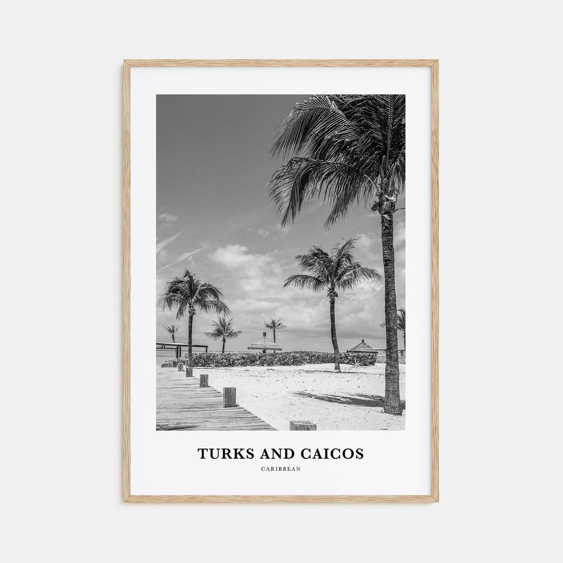 Turks and Caicos Caribbean Palm Beach Boardwalk Photography Poster