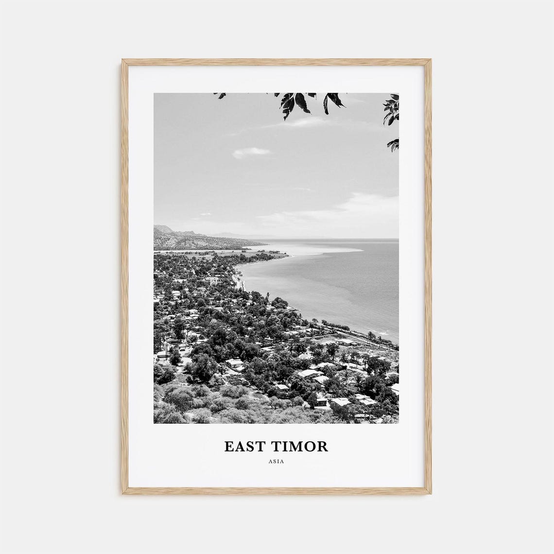East Timor Coastline Tropical Seaside Bay Black and White Poster