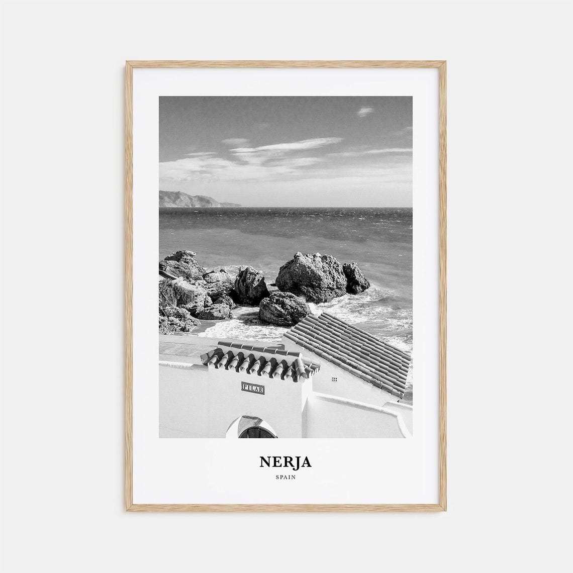 Nerja Spain Balcon de Europa Coastal Rocks Minimalist Wall Art