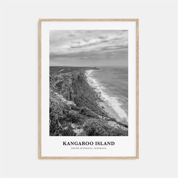 Kangaroo Island Australia Black and White Ocean Cliffs Poster