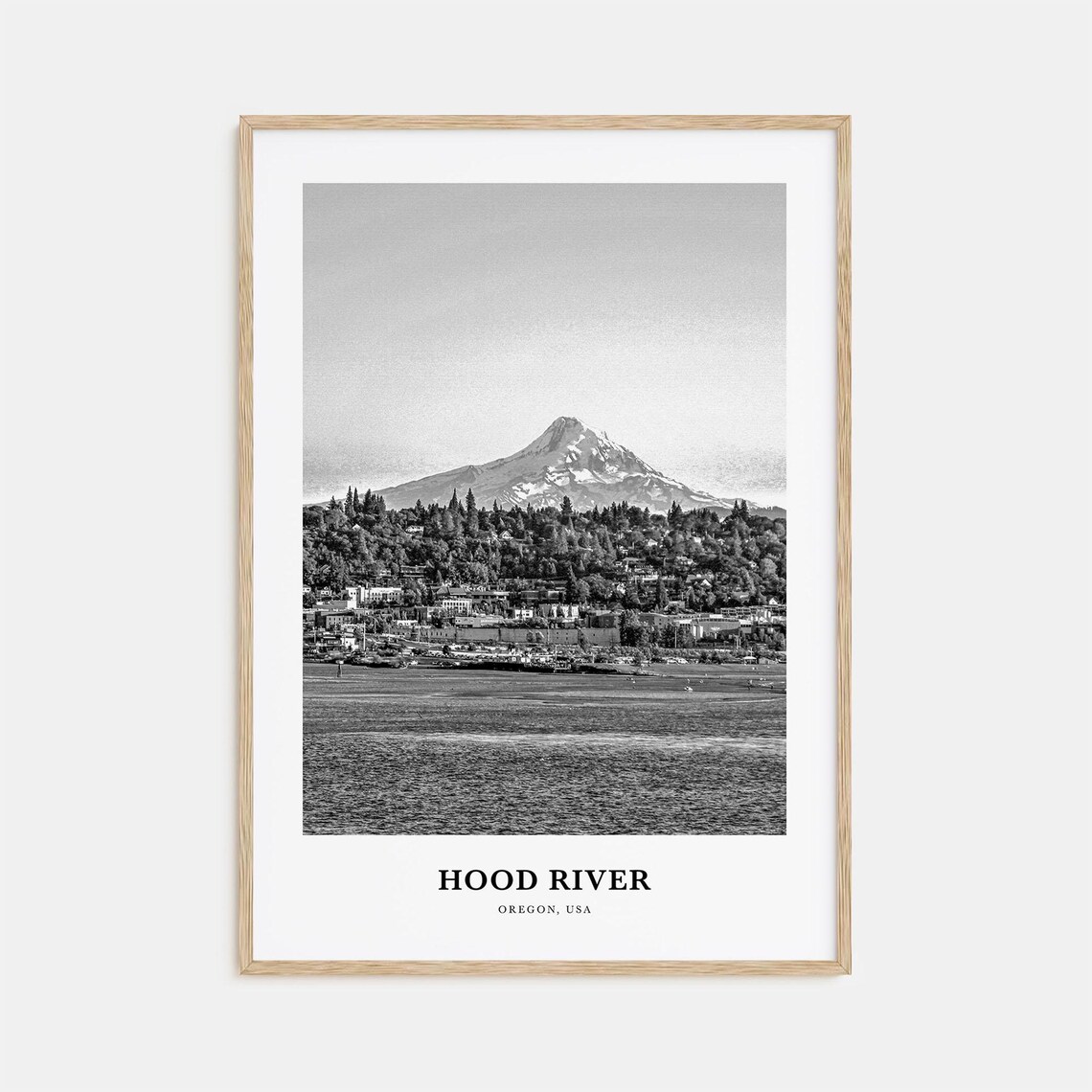 Hood River Oregon Mount Hood Snow Peak Black and White Poster