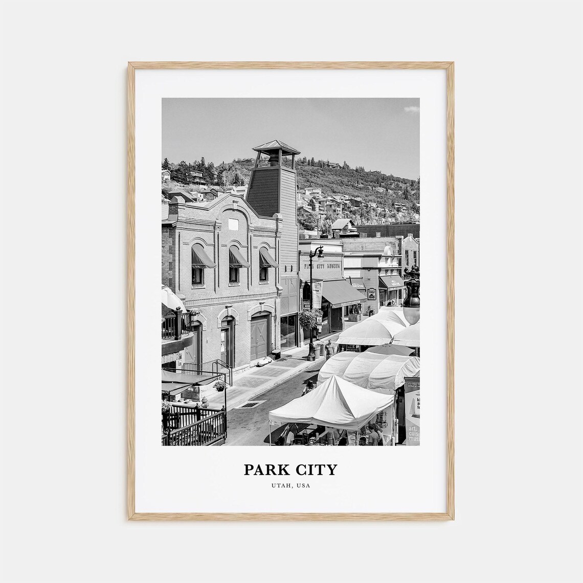 Park City Utah Historic Main Street Festival Black White Poster