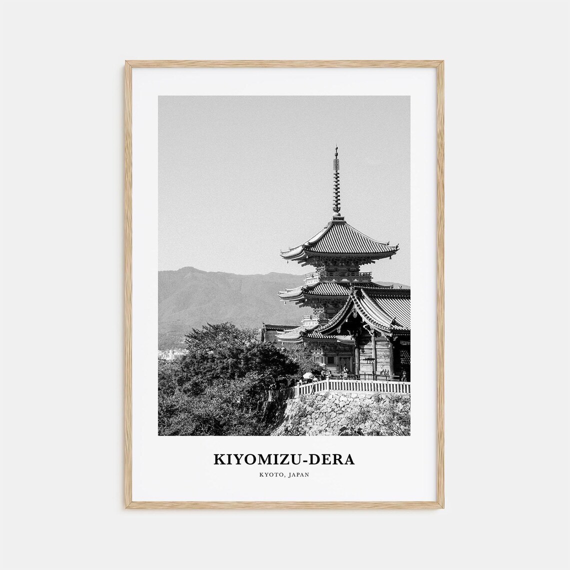 Kiyomizu-dera Kyoto Japan Black and White Temple Pagoda Poster
