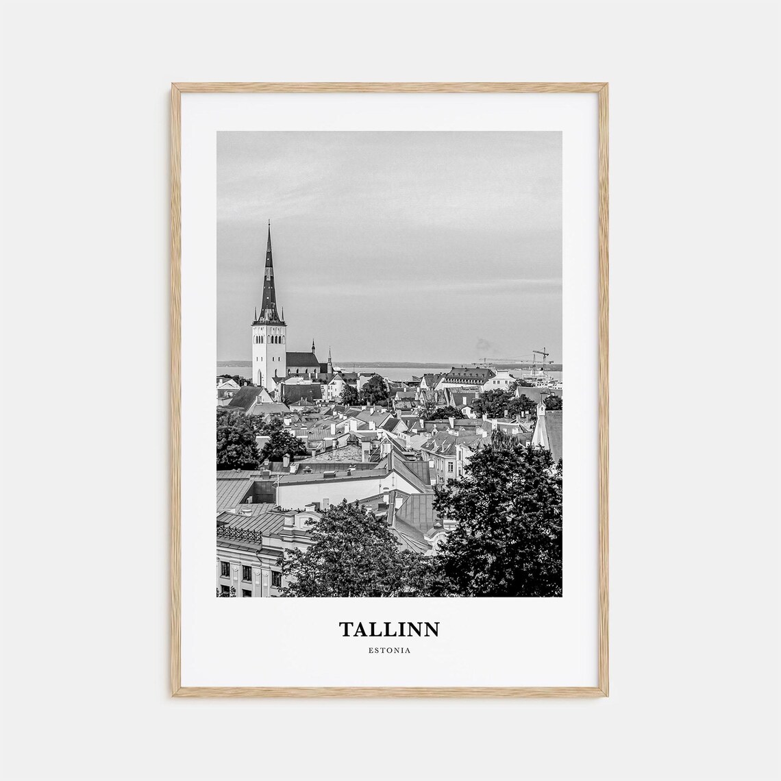 Tallinn Estonia Medieval Old Town Spire Black And White Photo Poster