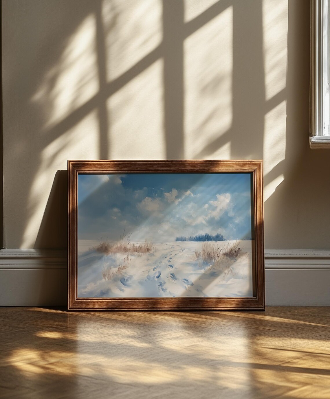 Footprints in the Snow, Winter Scene Art Print - Image 5
