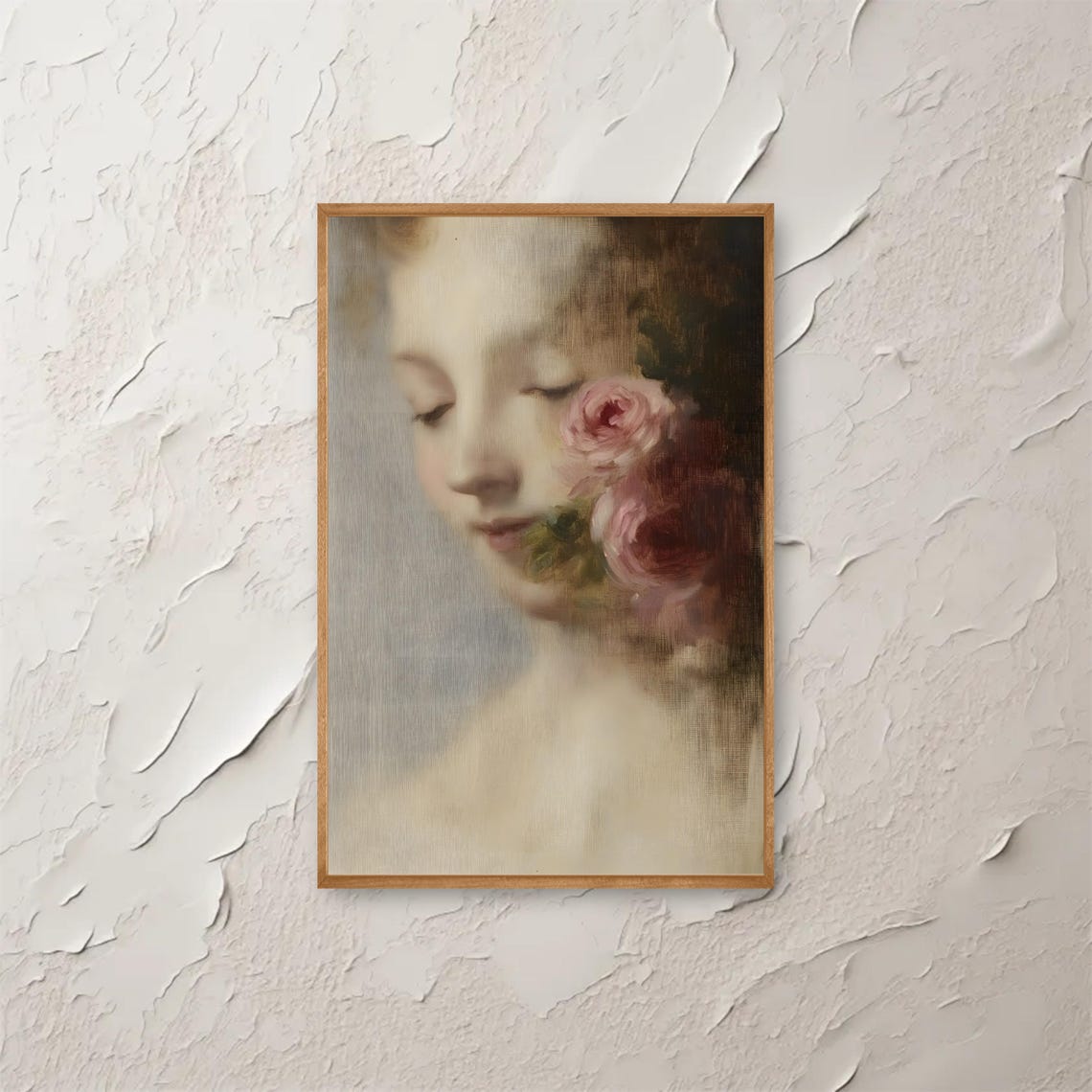 Dreamy Woman With Pink Roses Romantic Impressionist Style Poster