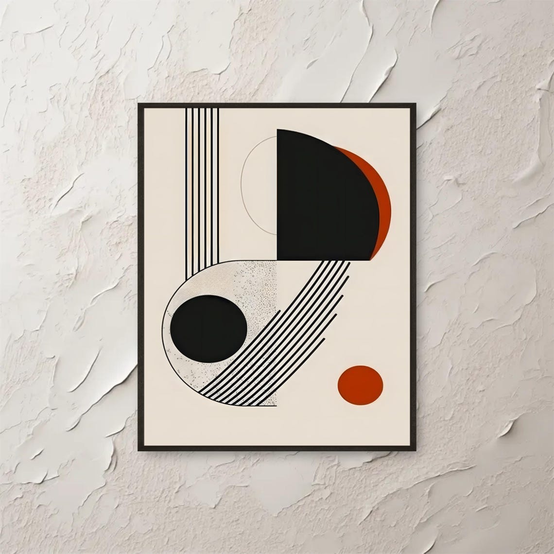 Bauhaus Style Geometric Black and Rust Modern Abstract Art Poster