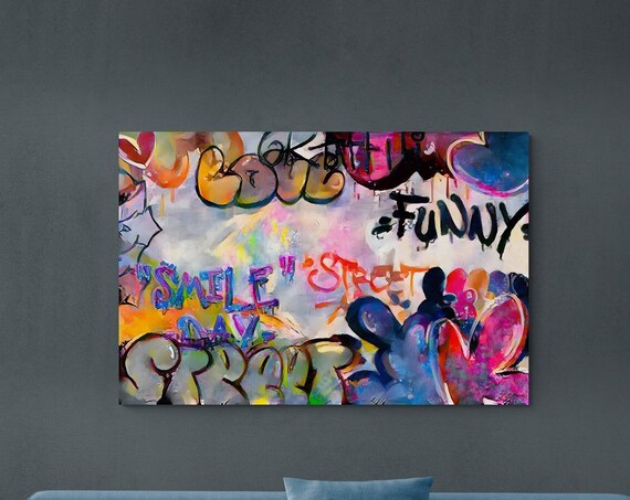Urban Graffiti Smile Day Street Art Colorful Bold Canvas Poster