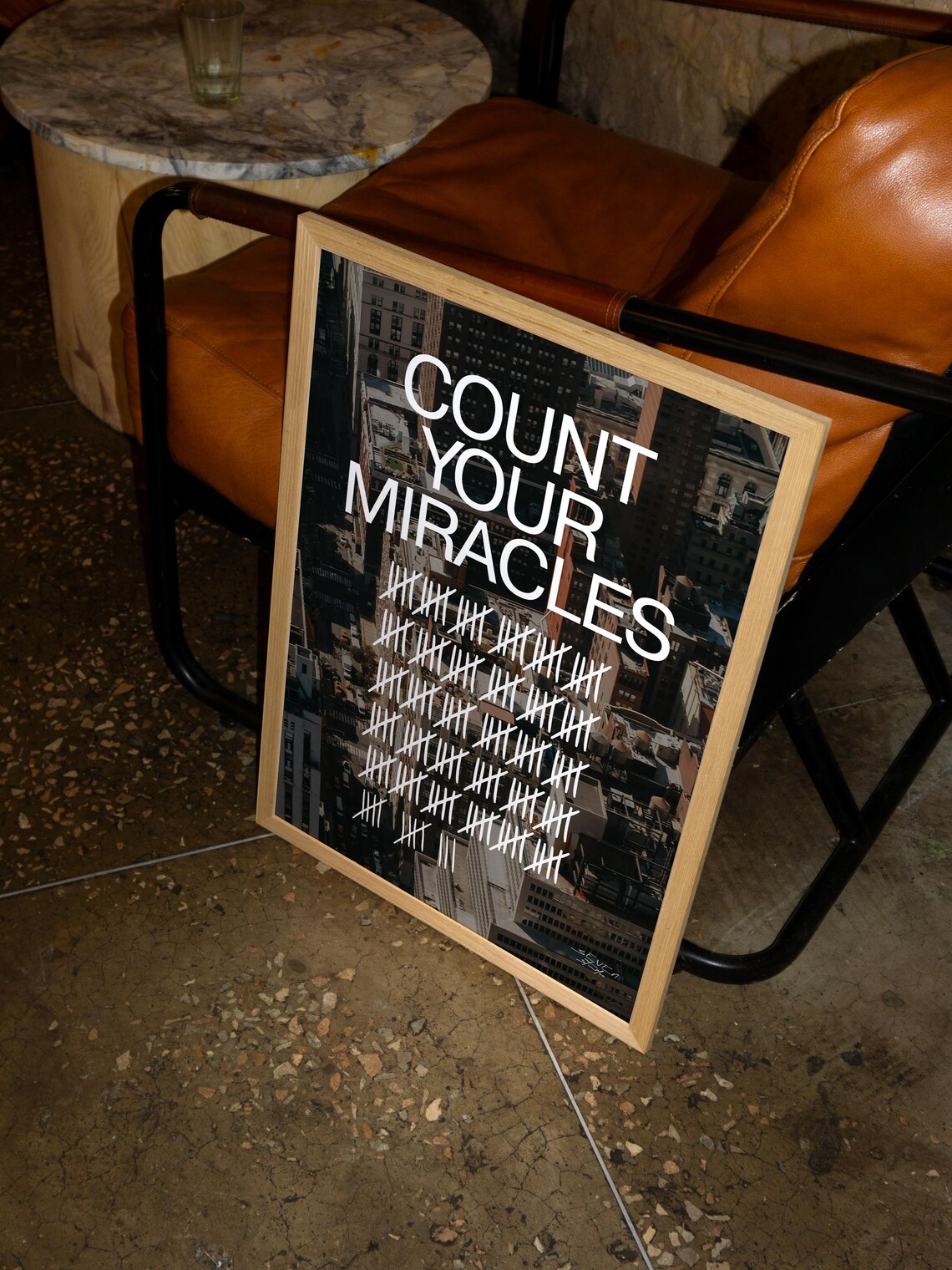 Count Your Miracles Cityscape Quote Tally Mark Motivational Poster - Image 2
