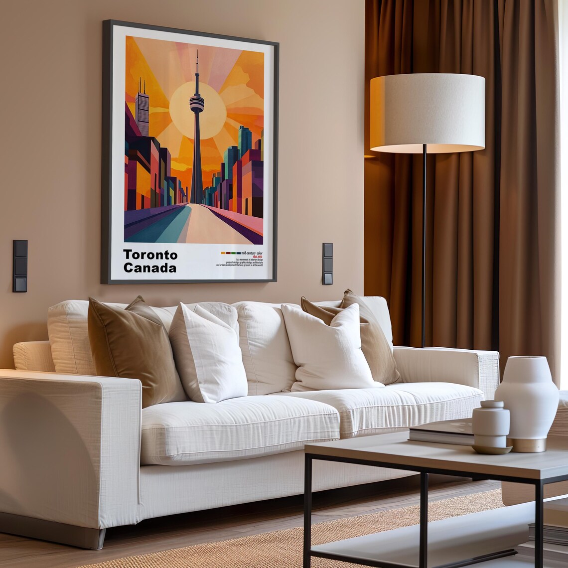 Toronto Canada CN Tower Sunrise Street Sunburst Orange Sky Poster - Image 3