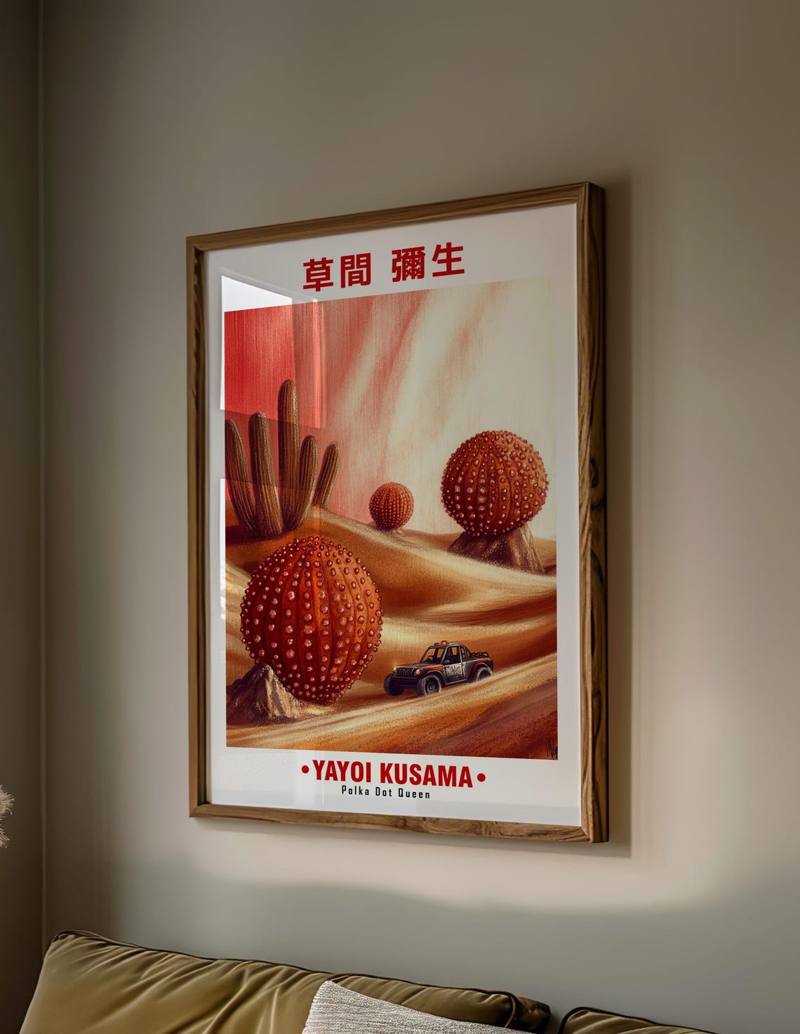 Yayoi Kusama-Inspired Red Polka Dot Desert Cactus Field Poster - Image 2