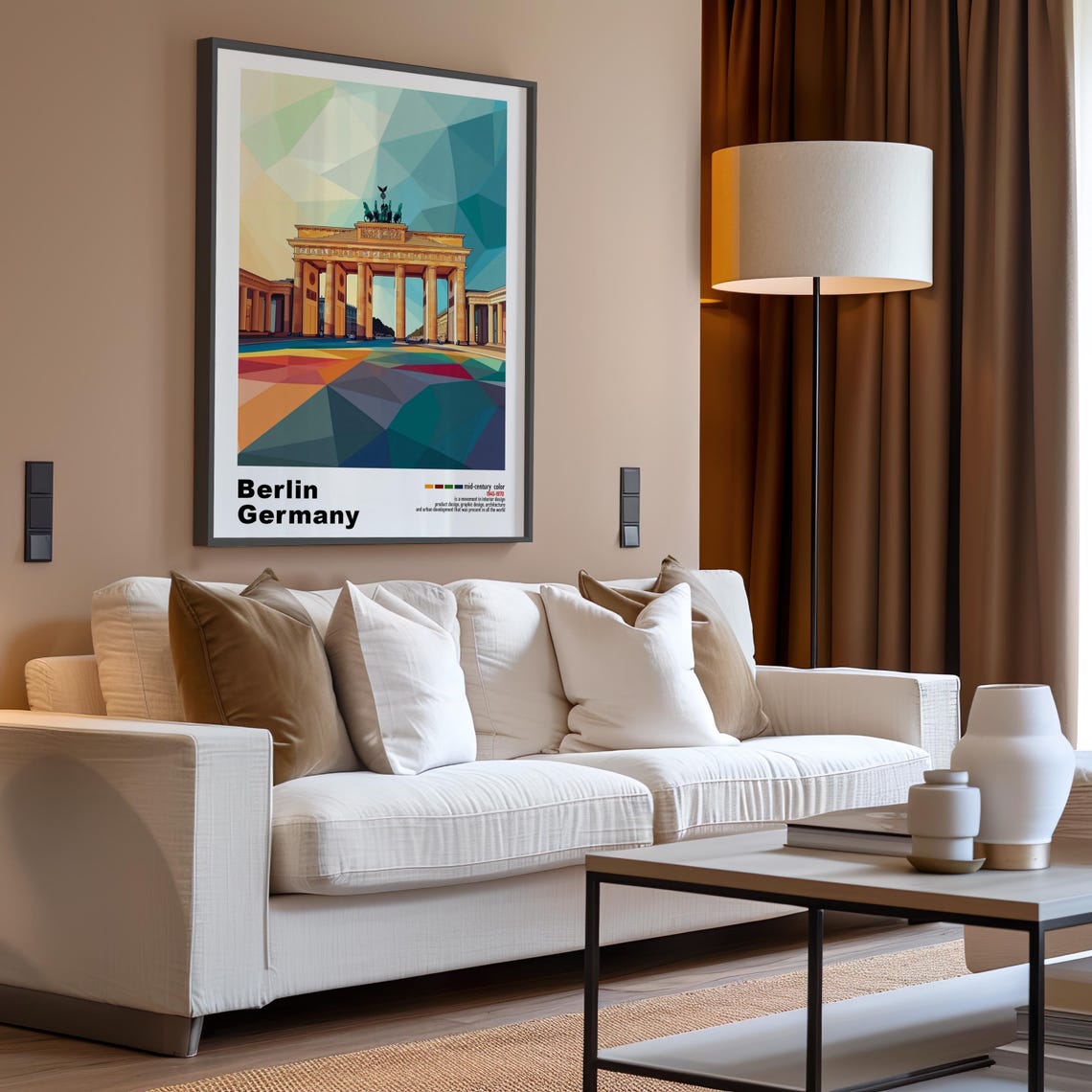 Berlin Germany Brandenburg Gate Low Poly Mid Century Travel Poster - Image 3