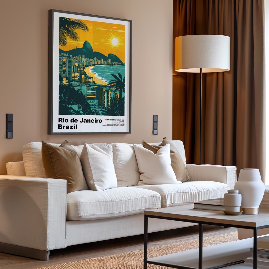 Rio de Janeiro Brazil Dusk City Teal and Orange Sunset Poster - Image 3