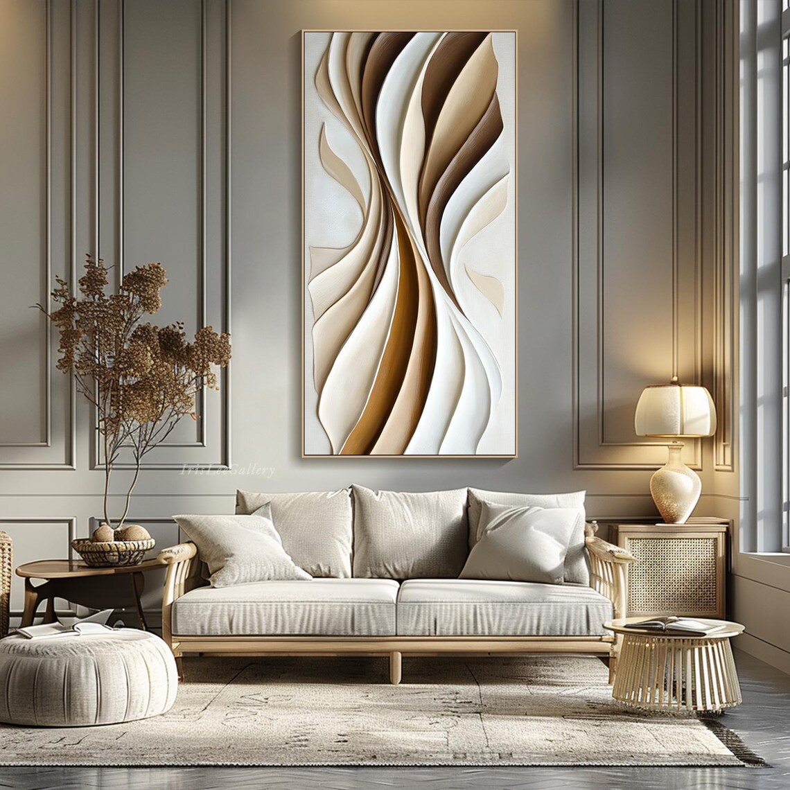 Minimalist Wabi Sabi Wave Wall Art Print, Neutral Tones - Image 3