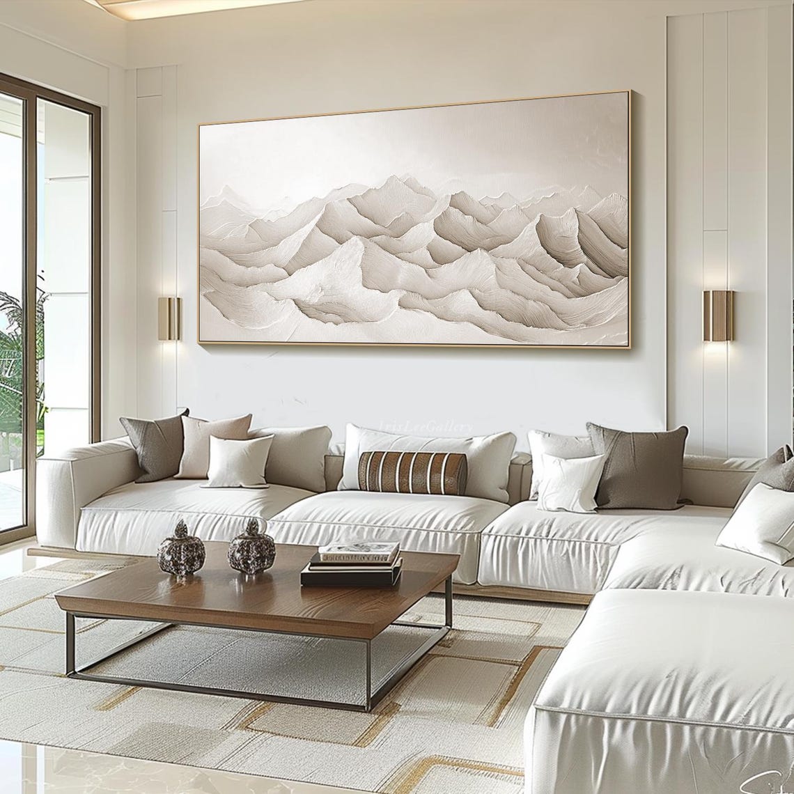 White Ivory Plaster Mountain Ridges Minimalist Serene Art Poster - Image 4