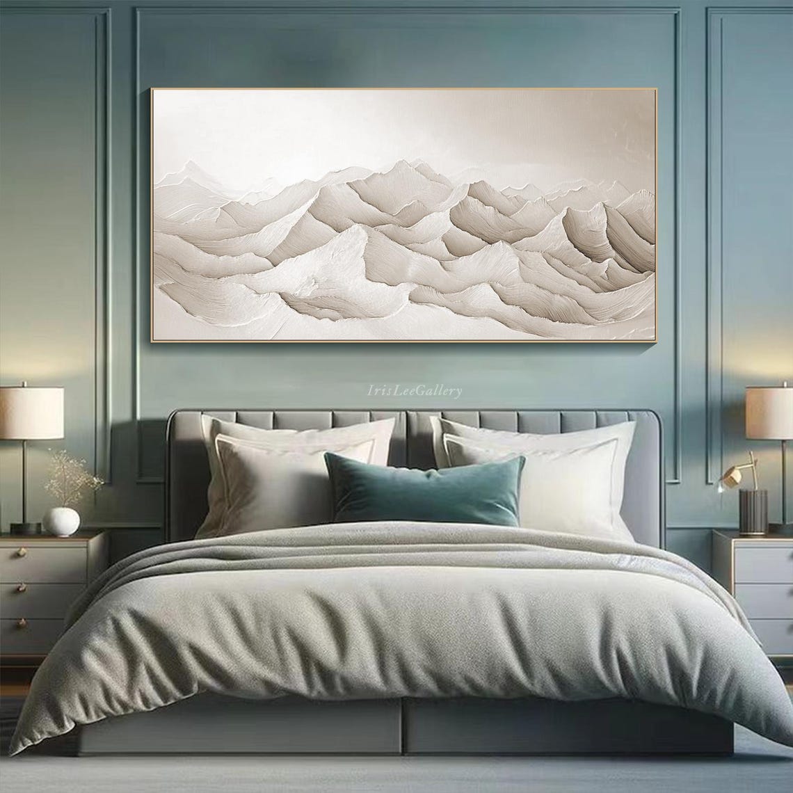 White Ivory Plaster Mountain Ridges Minimalist Serene Art Poster - Image 2