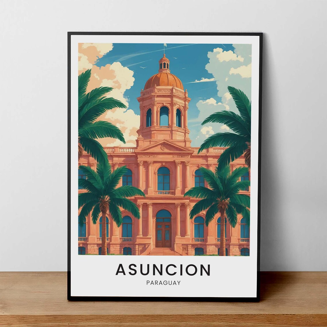 Asuncion Paraguay Travel Poster South America Architecture Art