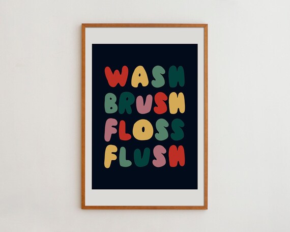Funny Kids Hygiene Nursery Bathroom Wall Art Print