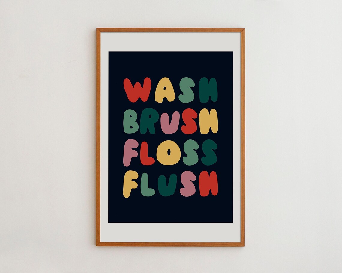 Funny Kids Hygiene Nursery Bathroom Wall Art Print