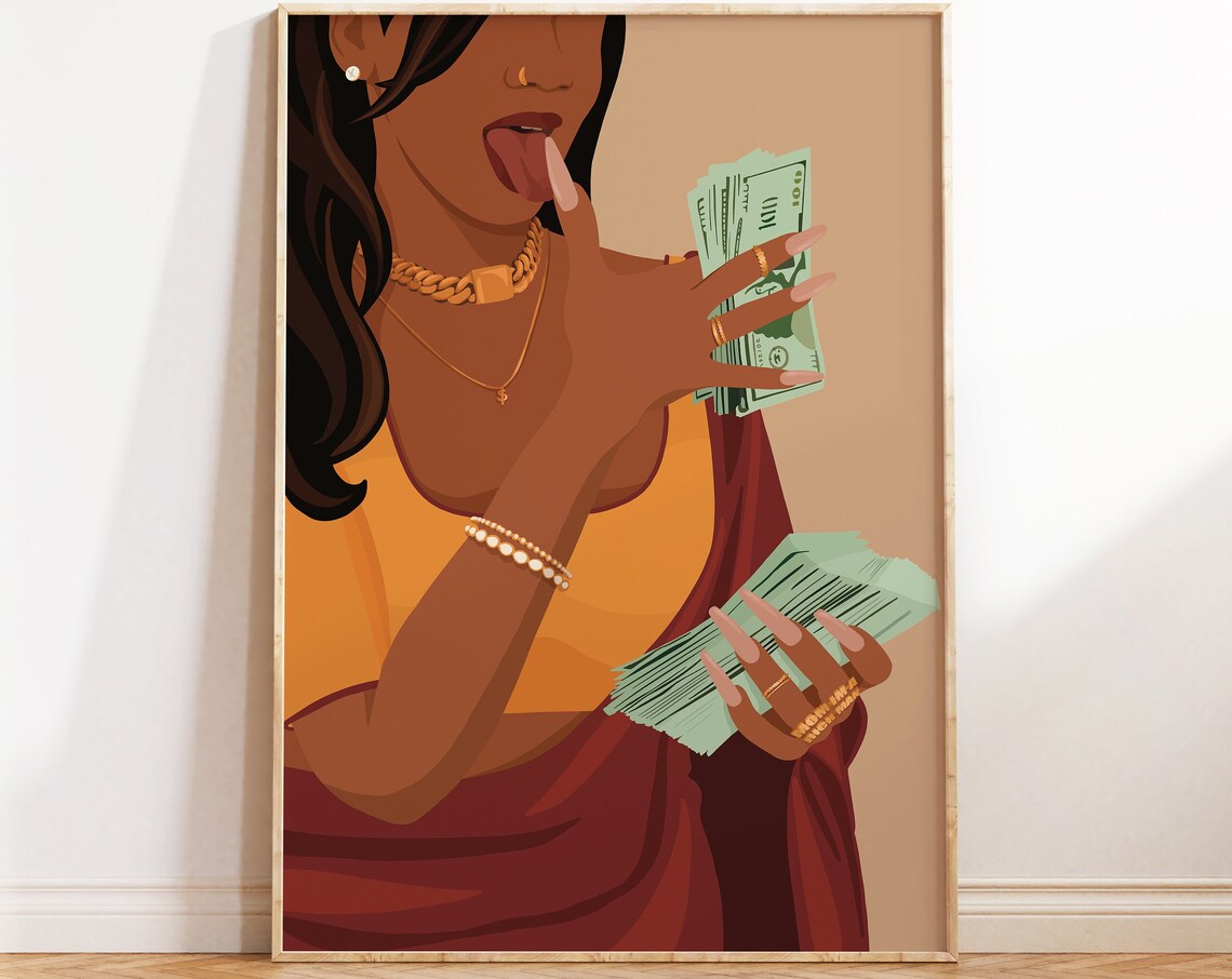 Rich Indian Woman Desi Art Print, South Asian Art