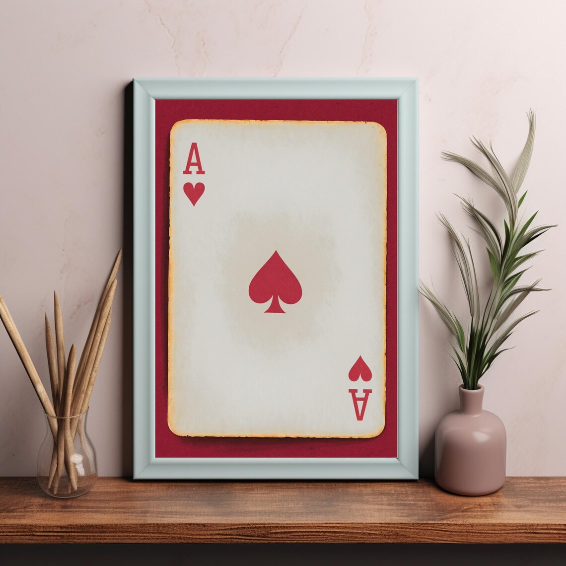 Ace of Hearts Vintage Red Playing Card Classic Casino Wall Poster