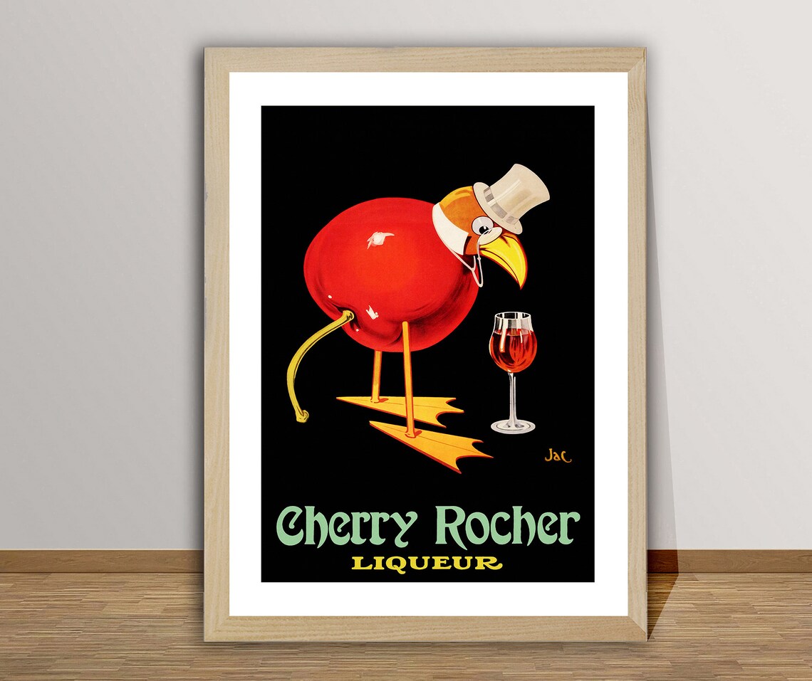 Cherry Rocher Liqueur Vintage Beverage Art Poster - Image 2