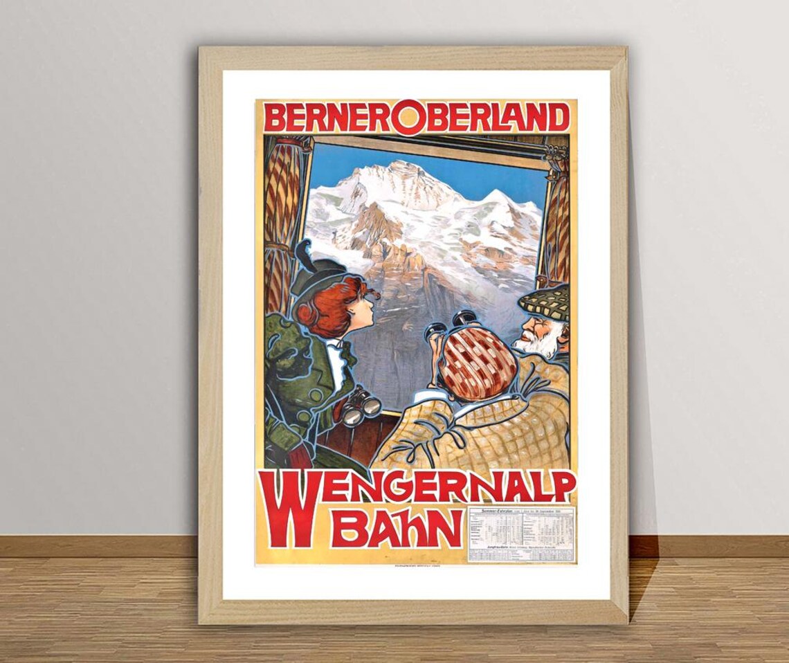 Vintage Wengernalp Bahn Berner Oberland Alpine Railway Poster - Image 2