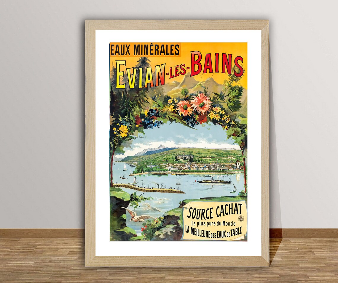 Evian Les Bains Vintage Travel Poster, France