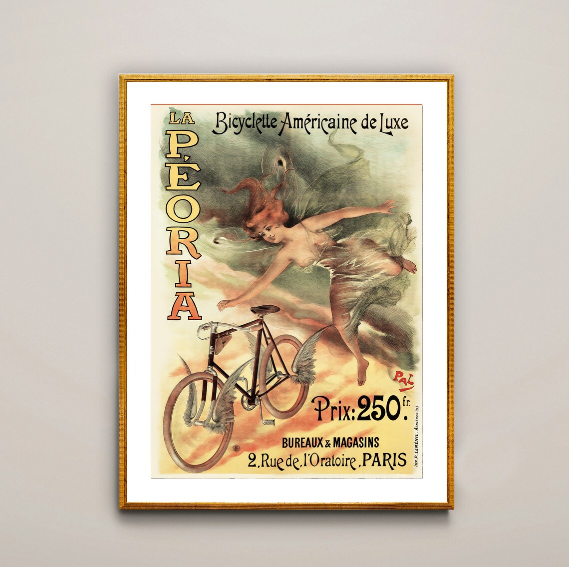 La Peoria Bicyclette Vintage French Bicycle Poster Paris Ad Art