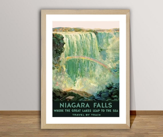 Niagara Falls Travel By Train Vintage Travel Poster Niagara Falls Poster Travel Niagara Falls Wall Decor Gift Idea