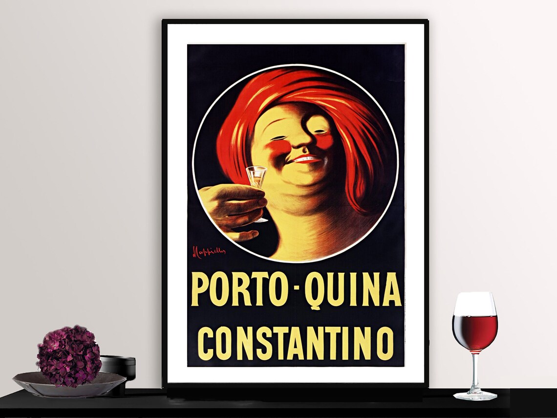 Porto Quina Constantino Vintage Italian Wine Advertising Poster Woman