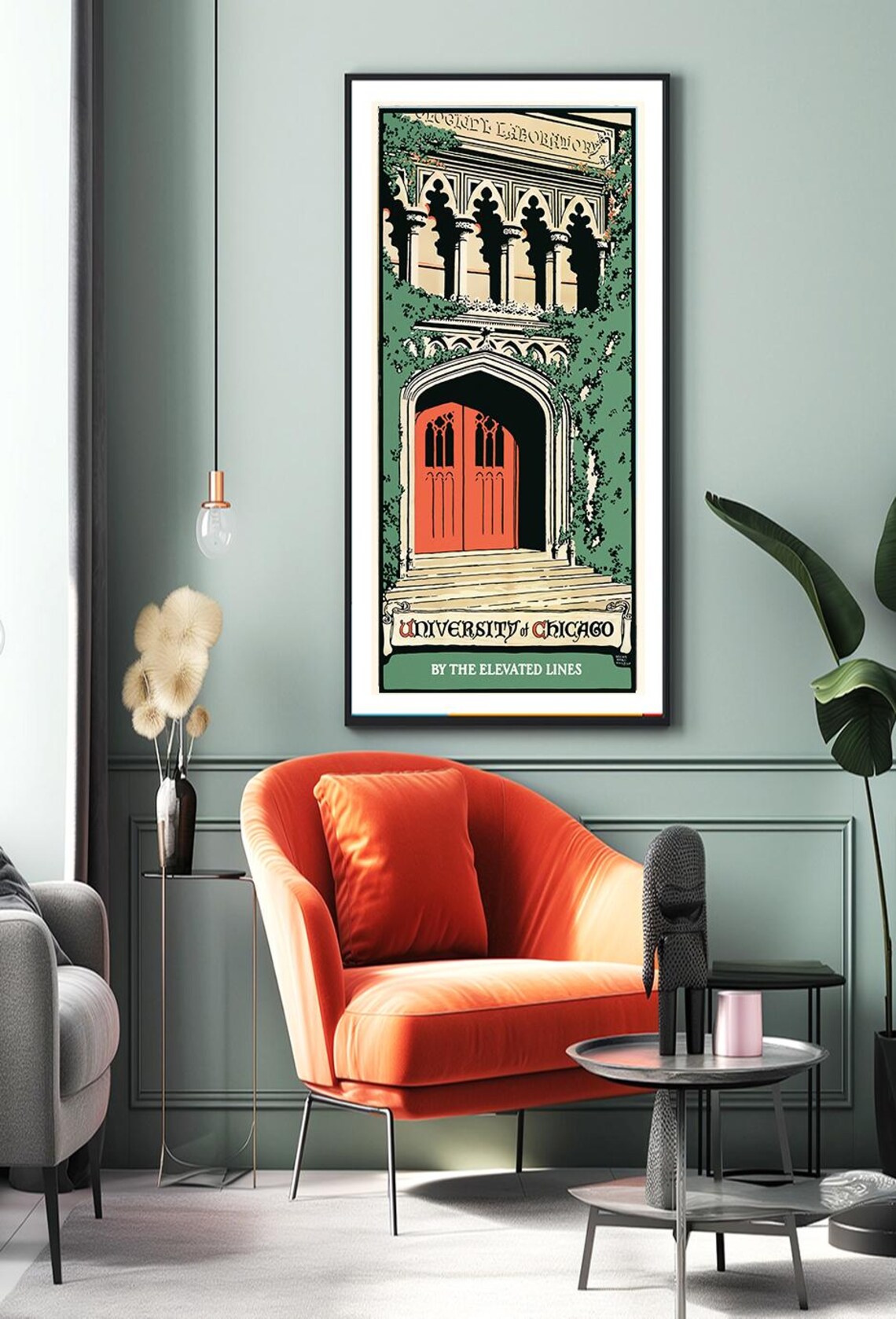 University of Chicago by the Elevated Lines Vintage Railway Poster - Image 2