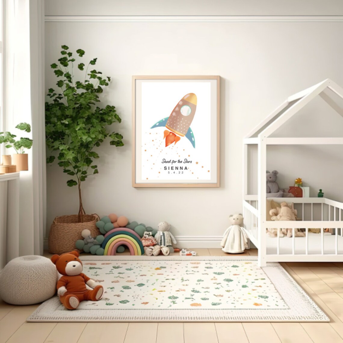 Personalised Rocket Illustration, Nursery Kids Room - Image 2