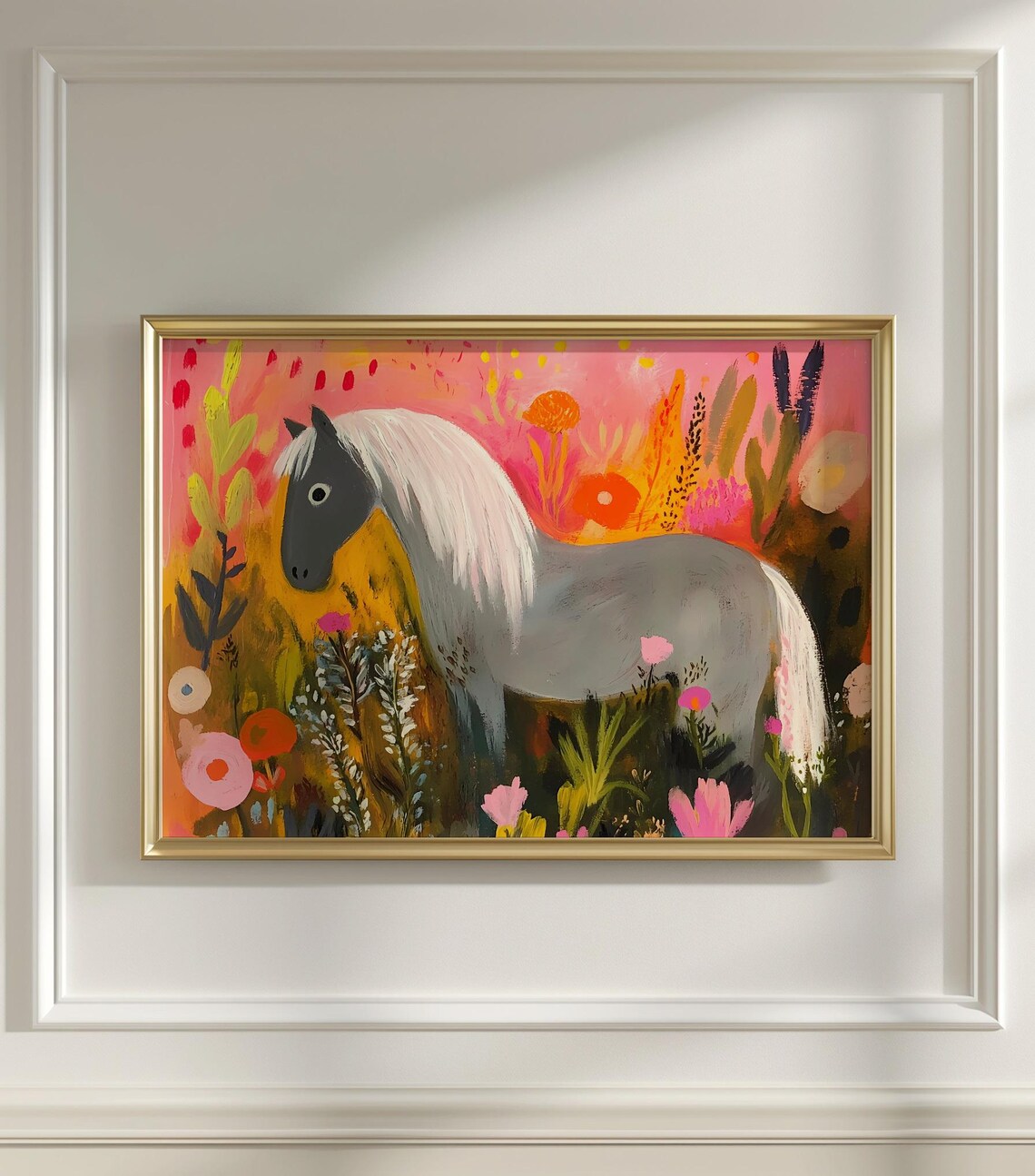 Colorful Abstract Horse Art Print Playful Kids Room Decor