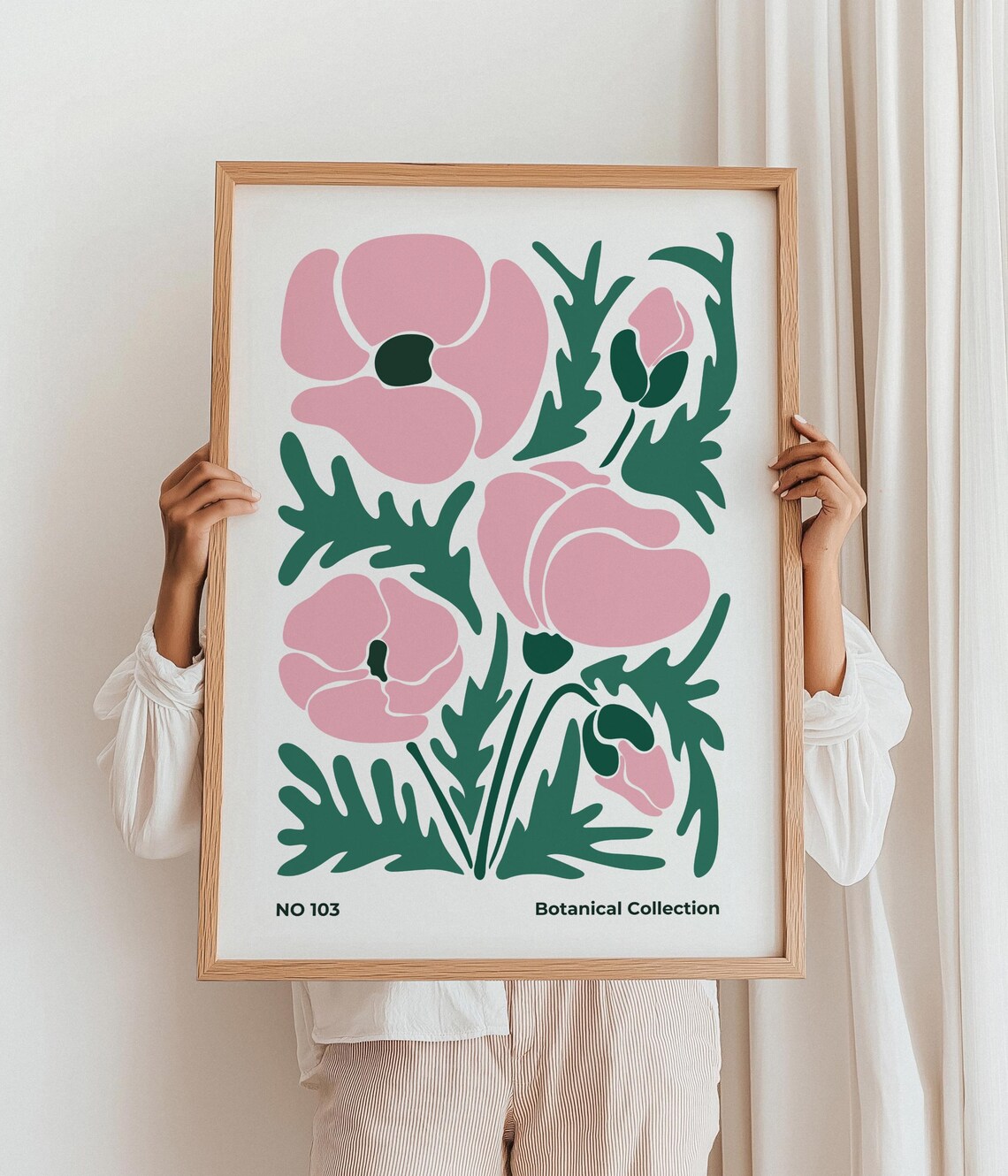 Pink Floral Print Abstract Botanical Wall Art