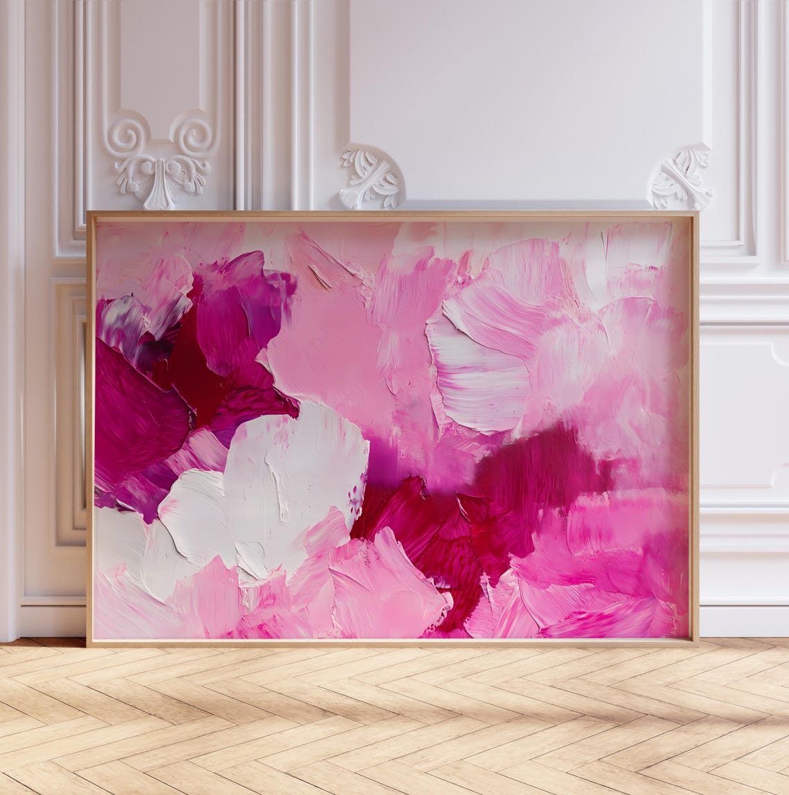 Blush Pink Abstract Brush Strokes Large Minimal Modern Painting Poster