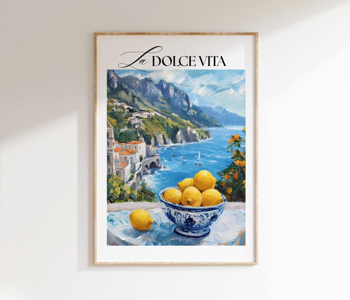 La Dolce Vita Italian Coast Lemon Grove Vintage Travel Poster