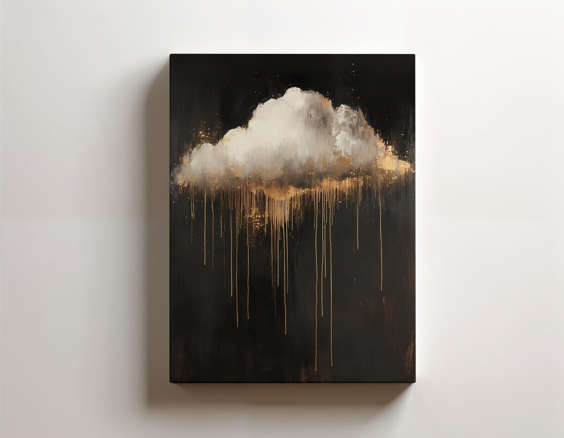 Dark Moody Rain Cloud Art Print, Minimalist Academia