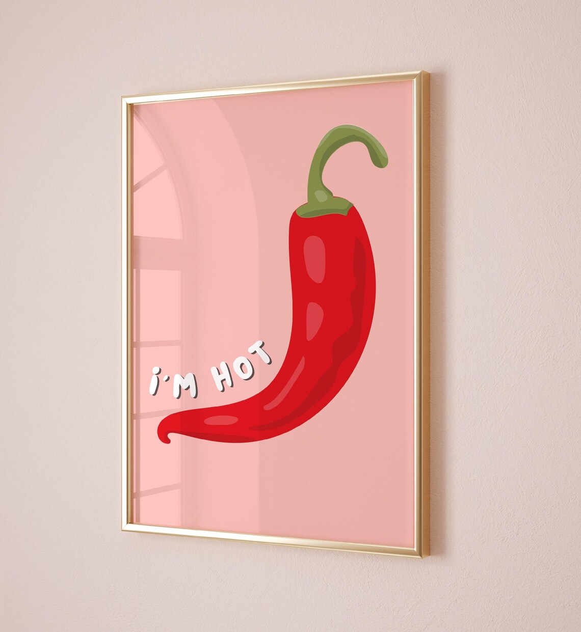 Red and Pink Chili Peppers Trendy Hot Kitchen Fun Modern Pop Art Poster