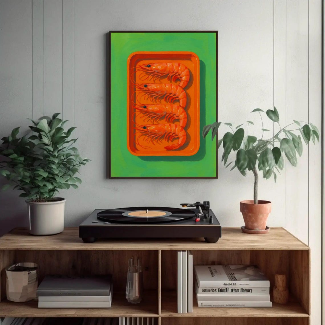 Prawns Art Print Modern Seafood Illustration Bold Kitchen Decor