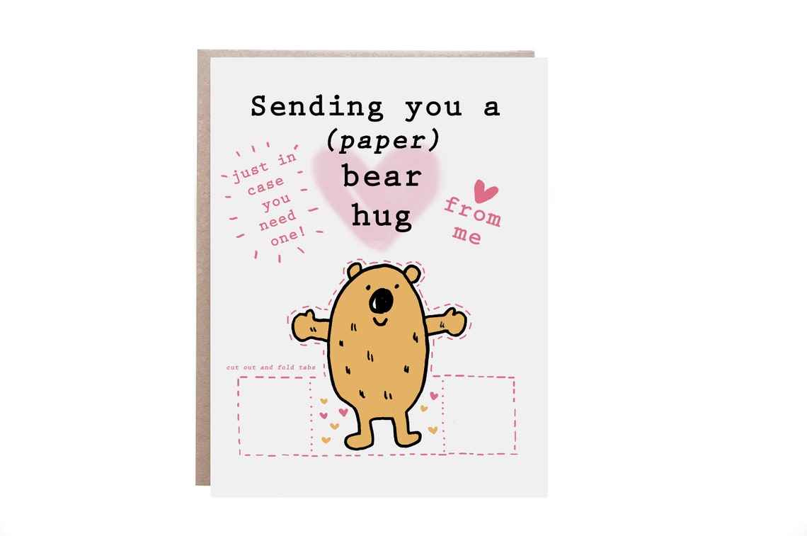 Sweet Sending You a Paper Bear Hug Cut Out Card Wall Art Gift