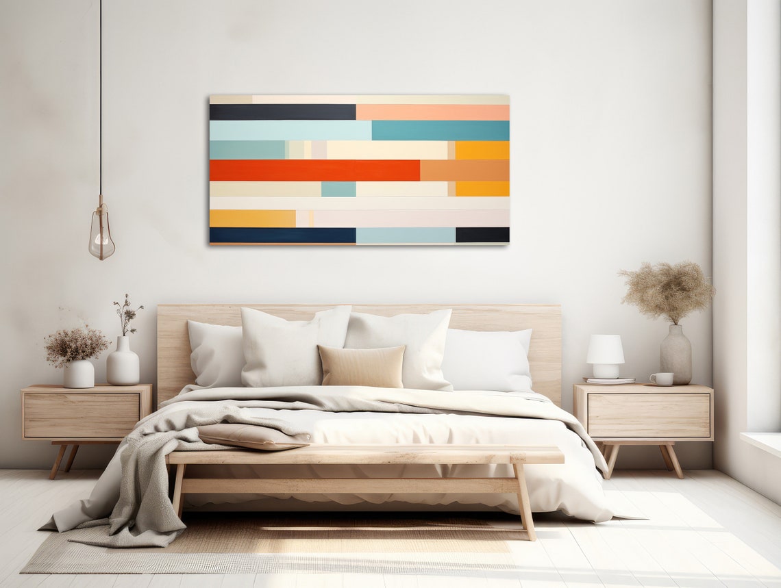 Large Geometric Wall Art Framed Print Modern Abstract Painting Panoramic Line Art Minimal Artwork Harmony - Image 2