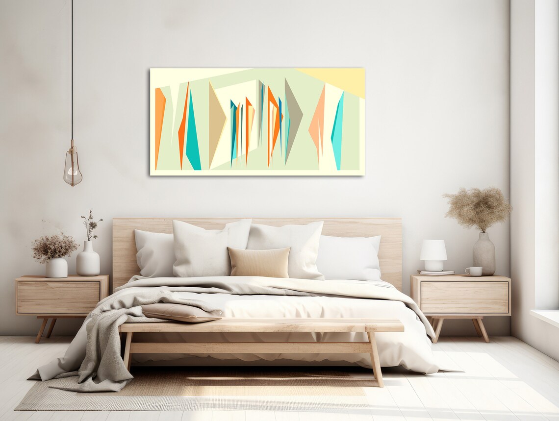 Mid Century Geometric Abstract Panoramic Art Print - Image 2