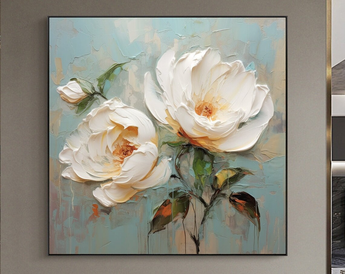 Minimalist Flower Oil Painting, Abstract Floral Art Print