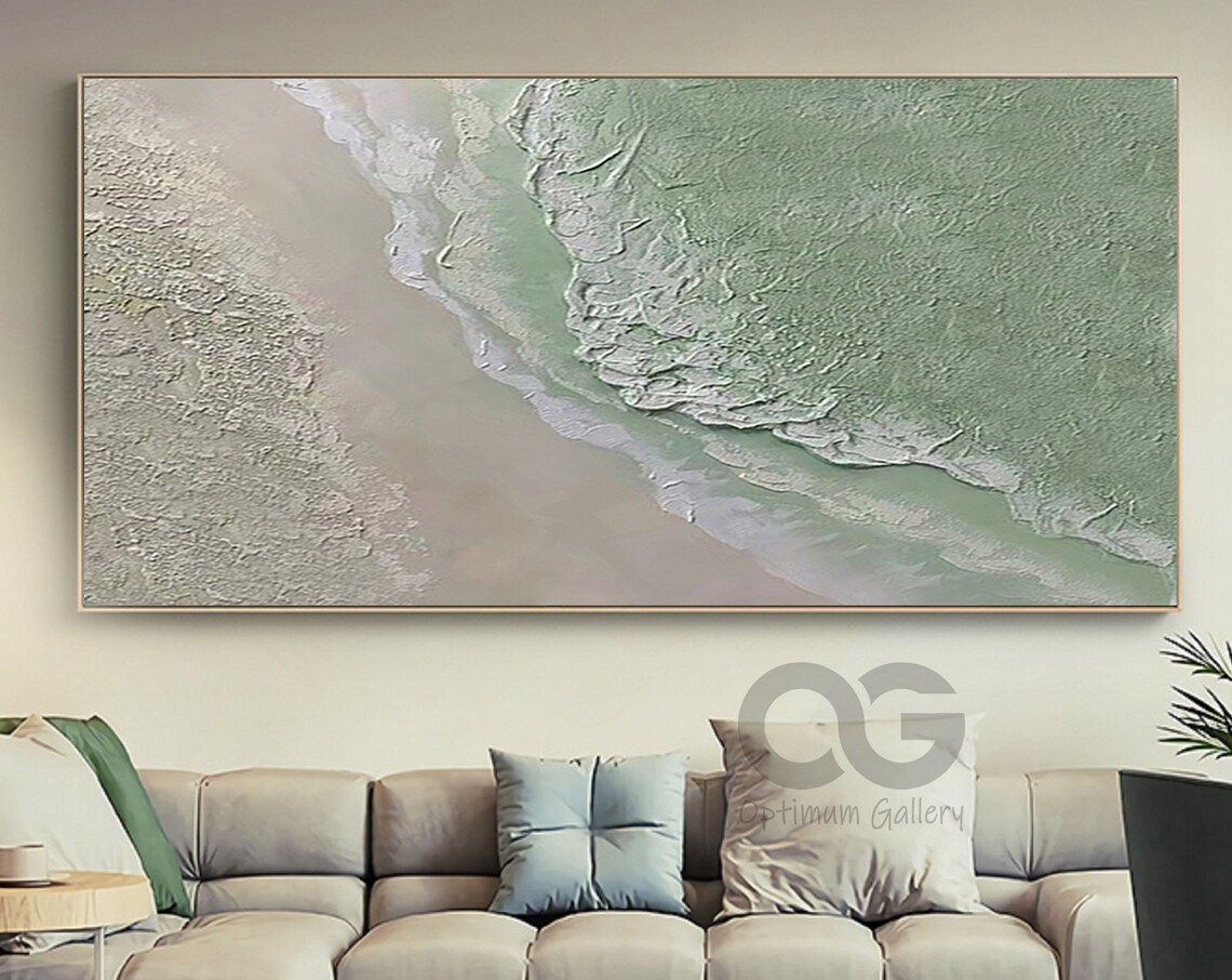 Green Coastal Wave Abstract Beach Landscape Art Print