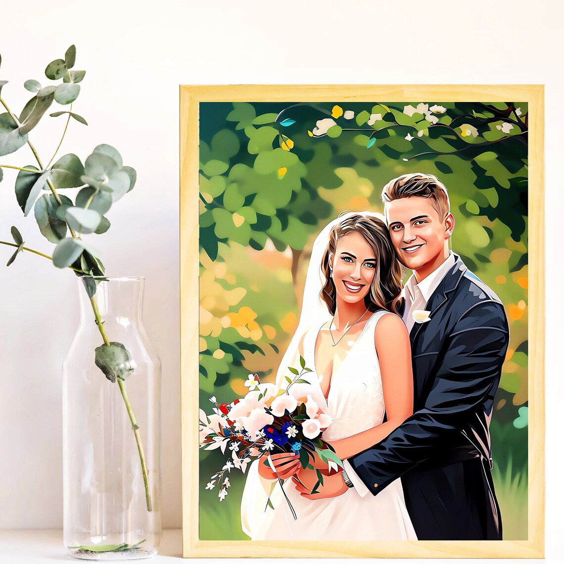 Custom Wedding Portrait, Unique Wedding Gift