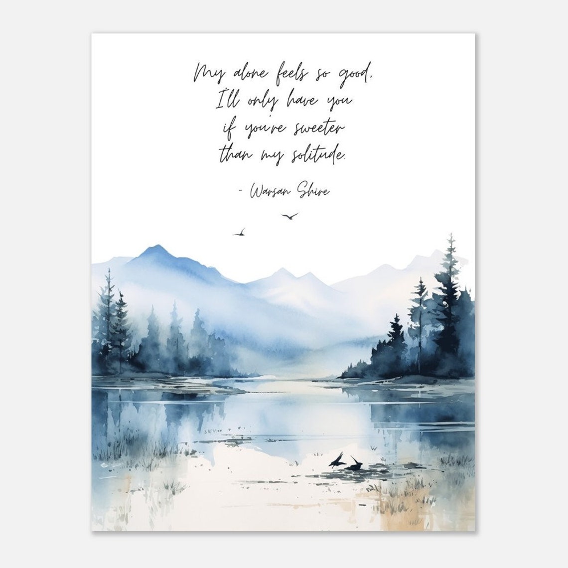 Warsan Shire My Alone Feels So Good Quote Misty Mountain Lake Poster - Image 3