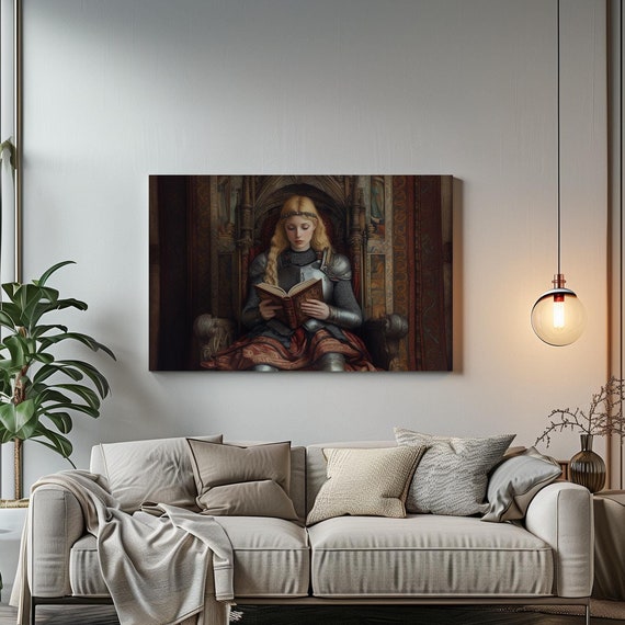 Knight Reading Maximalist Eclectic Victorian Print Bold Altered Vintage Portrait Fantasy Fun Colorful Renaissance Rustic Art